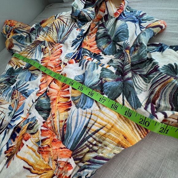 Chico’s 3P Jungle Palms Linen Utility Duster Jacket US 16/18P Multi-Color - Picture 4 of 8